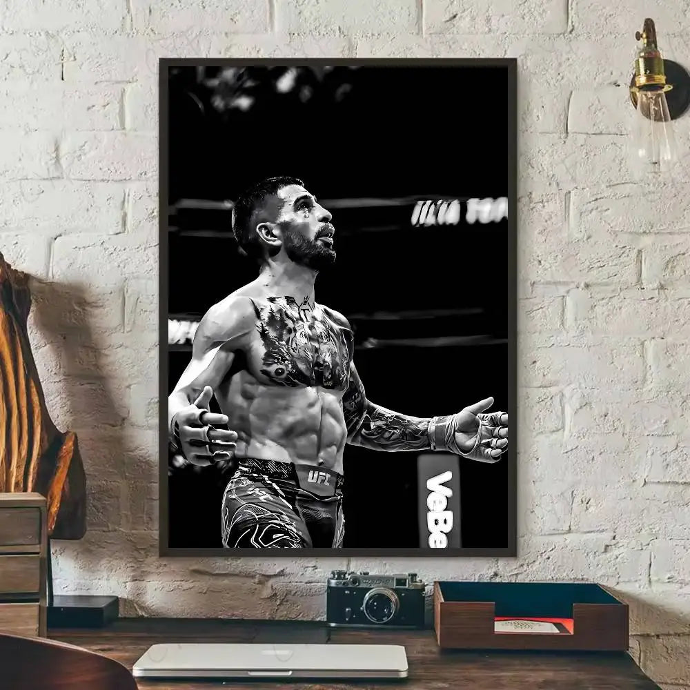 1PC Black and White U-Ultimate Fighting Championship UFC Poster Self-Adhesive Art Waterproof Paper Sticker Coffee House Bar Room