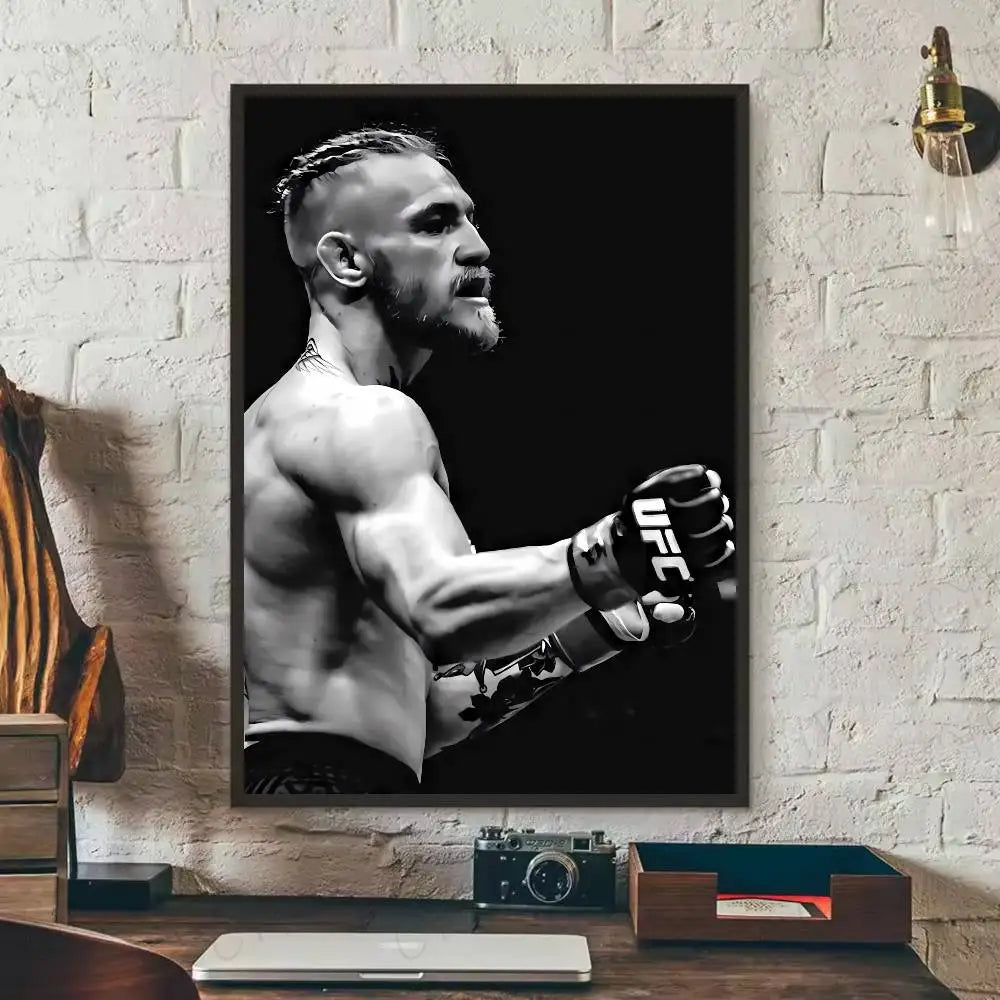 1PC Black and White U-Ultimate Fighting Championship UFC Poster Self-Adhesive Art Waterproof Paper Sticker Coffee House Bar Room