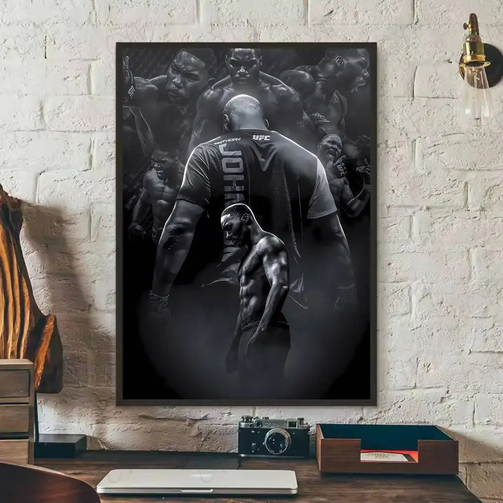 1PC Black and White U-Ultimate Fighting Championship UFC Poster Self-Adhesive Art Waterproof Paper Sticker Coffee House Bar Room
