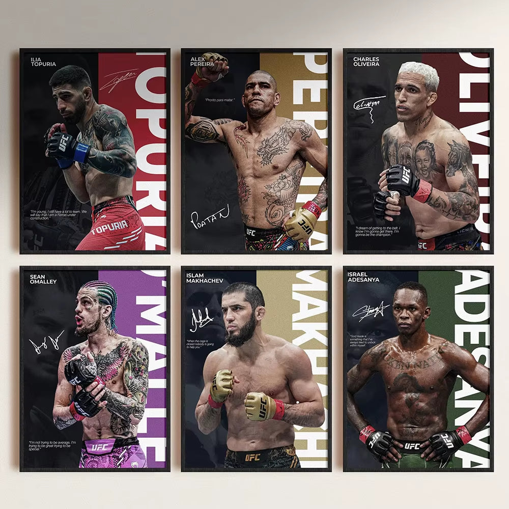 Famous Boxing Legends Fighting Poster UFC Inspirational ILIA TOPURIA Canvas Print Painting Wall Decor Gym Home Mural Cuadros