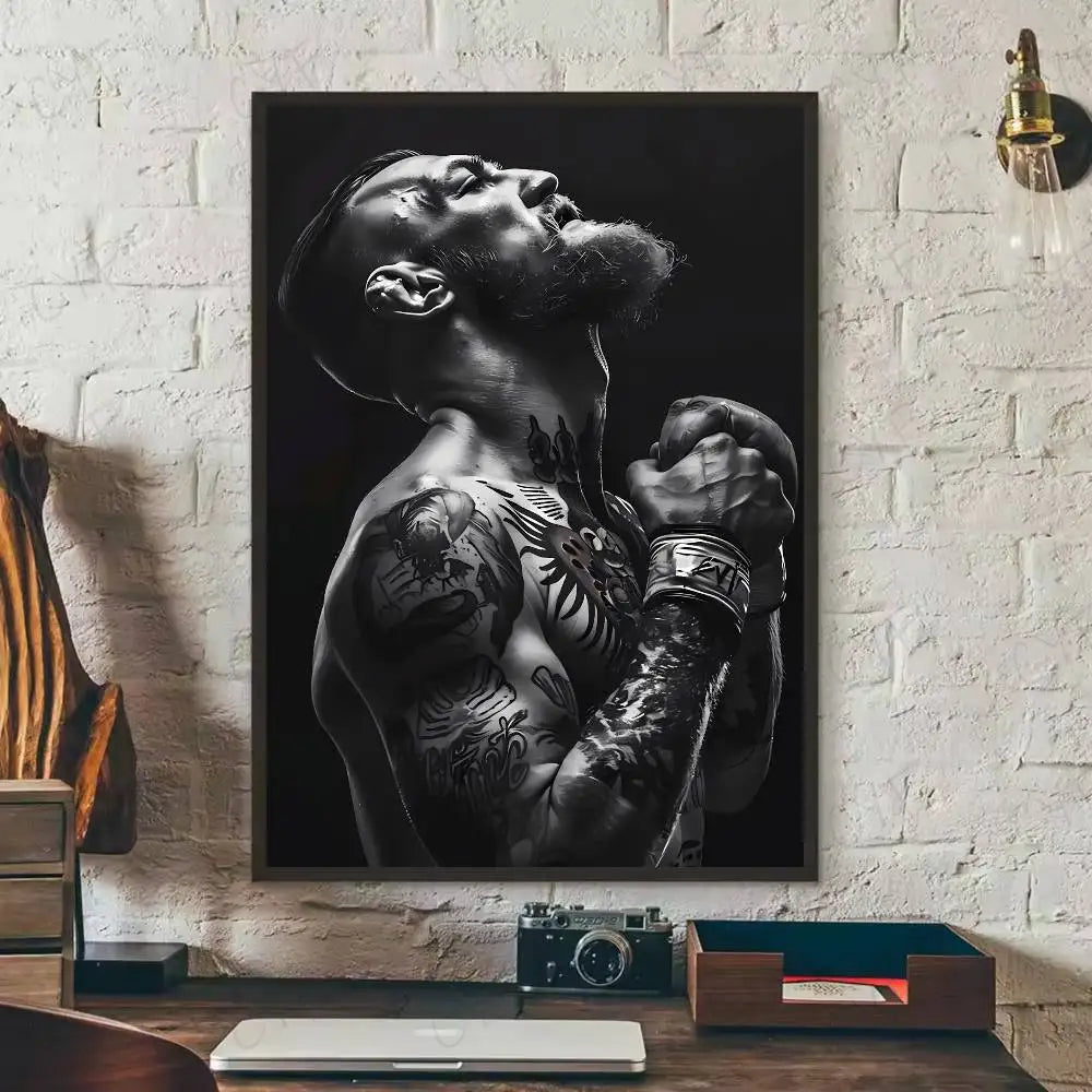 1PC Black and White U-Ultimate Fighting Championship UFC Poster Self-Adhesive Art Waterproof Paper Sticker Coffee House Bar Room