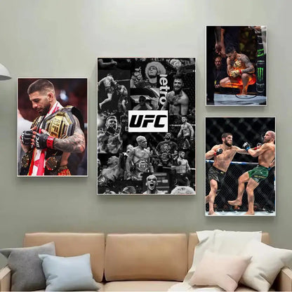 1PC Ultimate Fighting U-UFC Poster Self-Adhesive Art Waterproof Paper Sticker Coffee House Bar Room Wall Decor