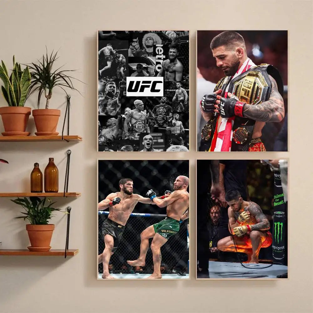 1PC Ultimate Fighting U-UFC Poster Self-Adhesive Art Waterproof Paper Sticker Coffee House Bar Room Wall Decor