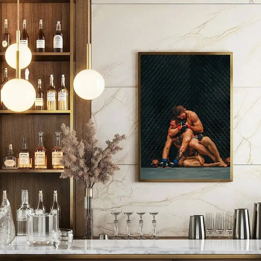 1PC Black and White U-Ultimate Fighting Championship UFC Poster Self-Adhesive Art Waterproof Paper Sticker Coffee House Bar Room