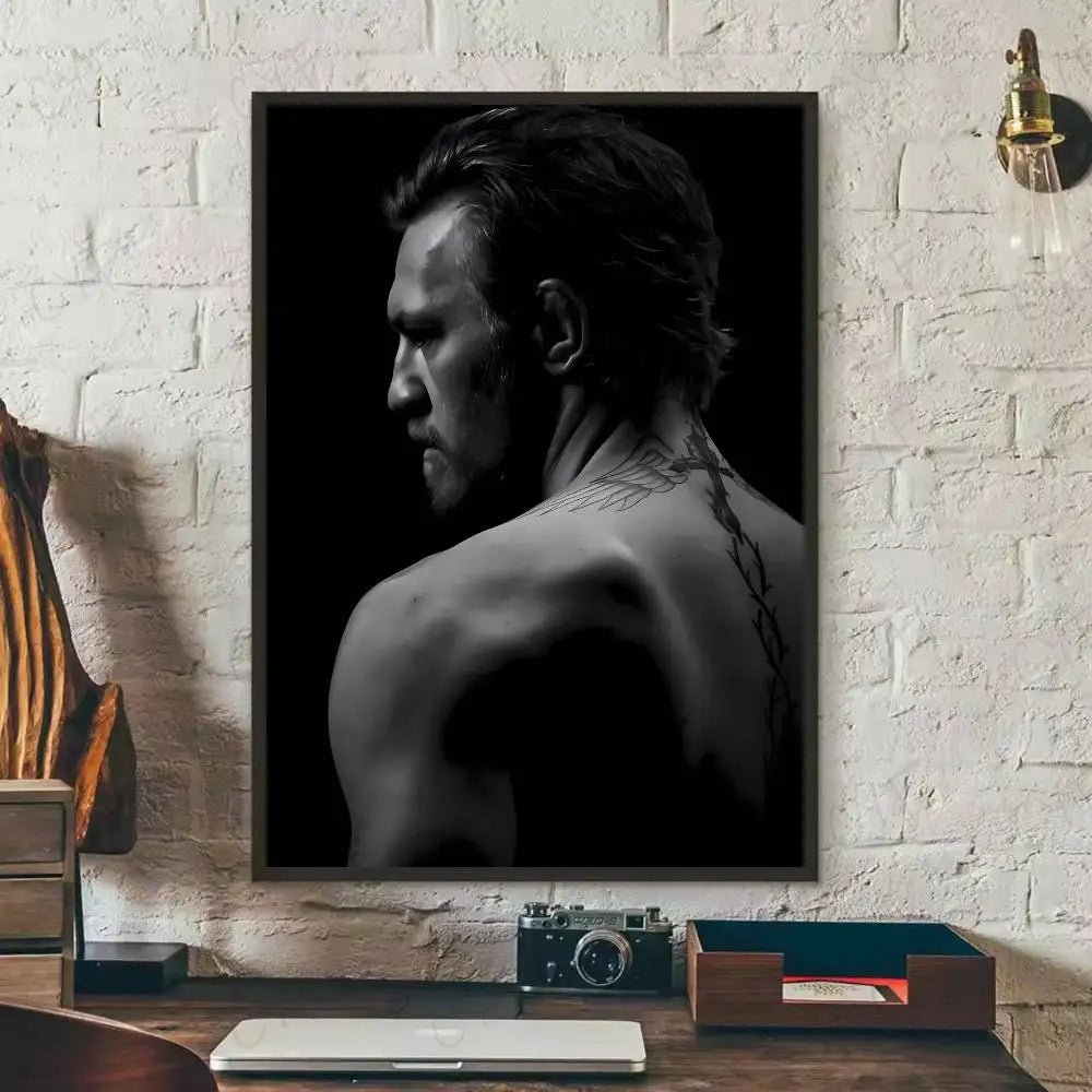 1PC Black and White U-Ultimate Fighting Championship UFC Poster Self-Adhesive Art Waterproof Paper Sticker Coffee House Bar Room