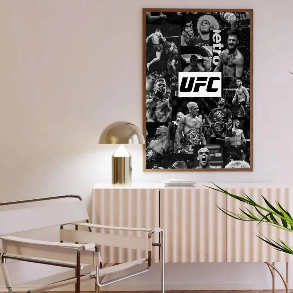 1PC Ultimate Fighting U-UFC Poster Self-Adhesive Art Waterproof Paper Sticker Coffee House Bar Room Wall Decor