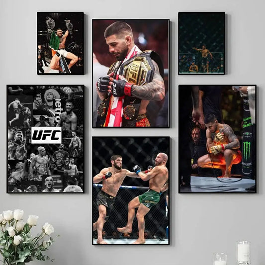 1PC Ultimate Fighting U-UFC Poster Self-Adhesive Art Waterproof Paper Sticker Coffee House Bar Room Wall Decor