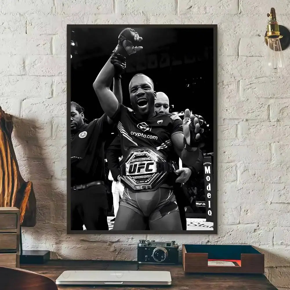 1PC Black and White U-Ultimate Fighting Championship UFC Poster Self-Adhesive Art Waterproof Paper Sticker Coffee House Bar Room