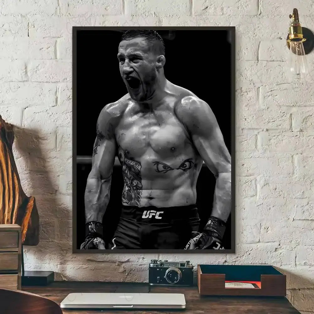 1PC Black and White U-Ultimate Fighting Championship UFC Poster Self-Adhesive Art Waterproof Paper Sticker Coffee House Bar Room