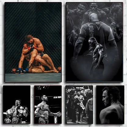 1PC Black and White U-Ultimate Fighting Championship UFC Poster Self-Adhesive Art Waterproof Paper Sticker Coffee House Bar Room